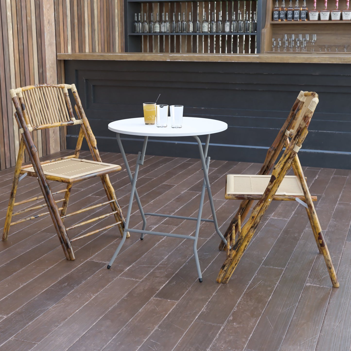 Elon 2 - Foot Round Plastic Folding Table for Banquet and Events - Granite White by Flash Furniture - SchoolOutlet