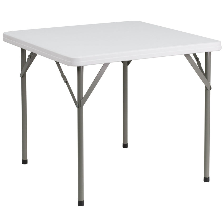 Elon 2.85 - Foot Square Plastic Folding Table for Banquet and Events - Granite White by Flash Furniture - SchoolOutlet