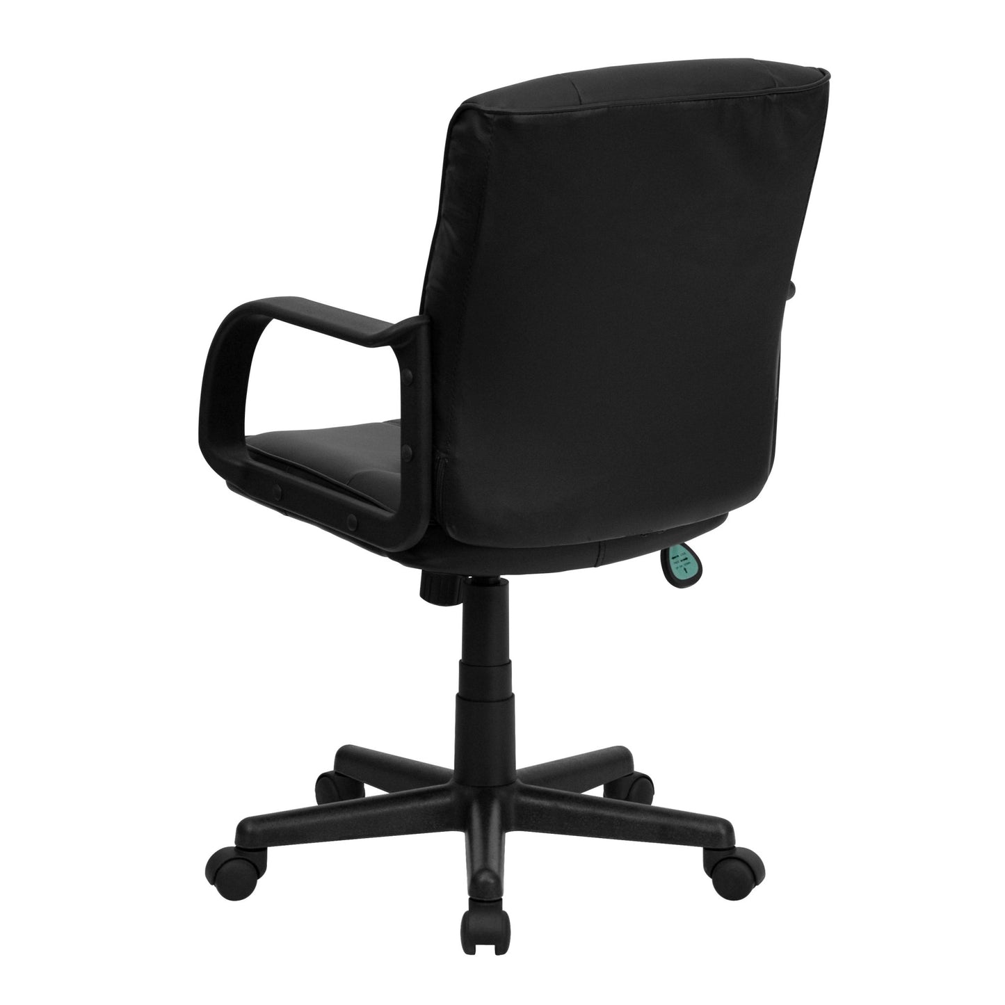 Rider Swivel Task Office Chair with Arms and Mid - Back Black, LeatherSoft by Flash Furniture - SchoolOutlet