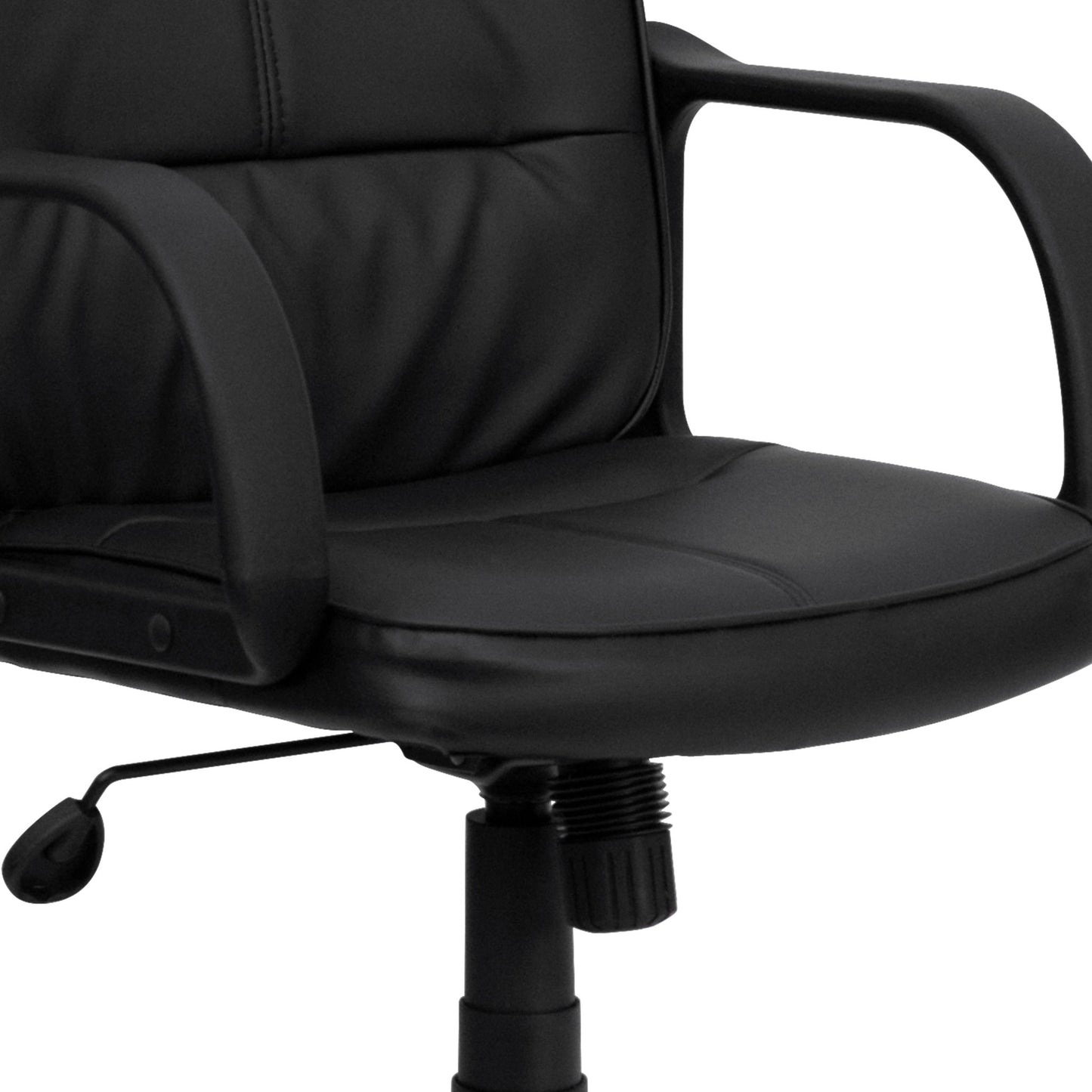 Rider Swivel Task Office Chair with Arms and Mid - Back Black, LeatherSoft by Flash Furniture - SchoolOutlet