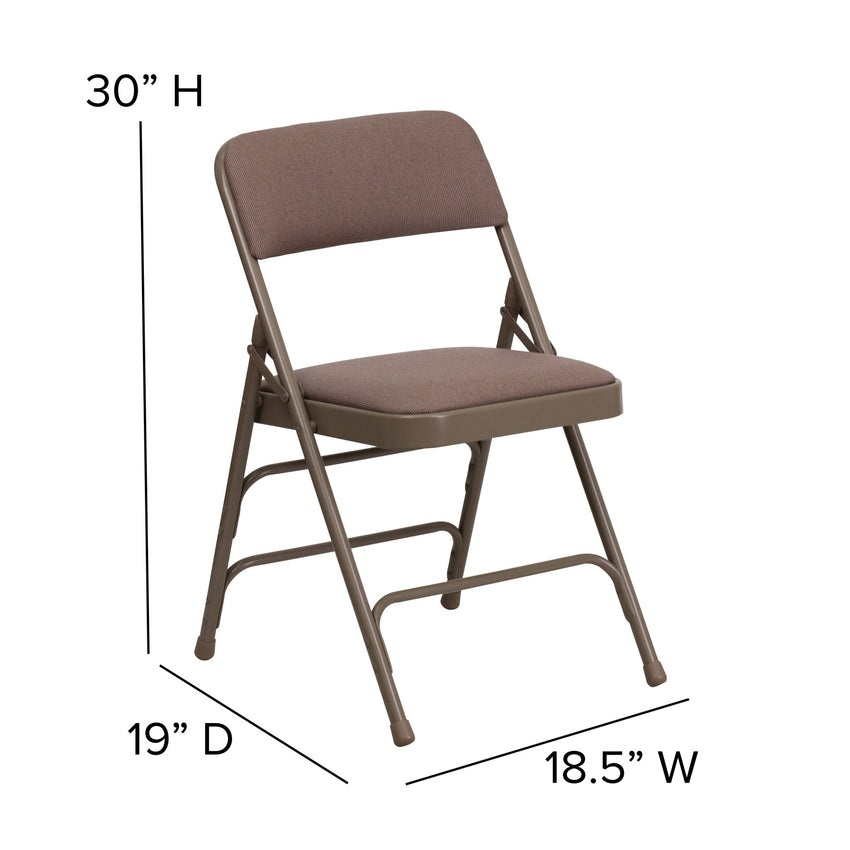 HERCULES Series Metal Folding Chair with Fabric Seat, Curved Triple Braced and Double Hinged by Flash Furniture - SchoolOutlet
