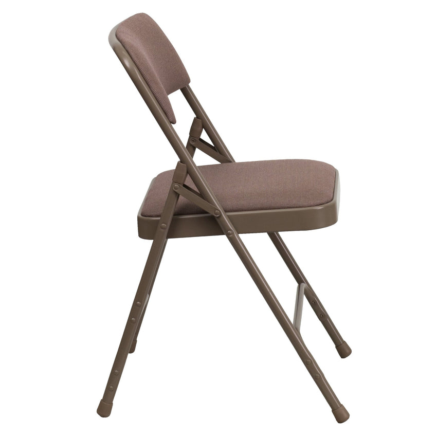 HERCULES Series Metal Folding Chair with Fabric Seat, Curved Triple Braced and Double Hinged by Flash Furniture - SchoolOutlet