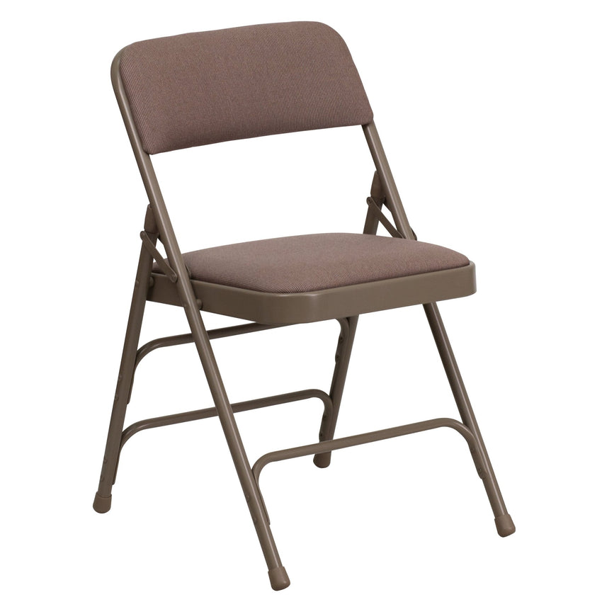 HERCULES Series Metal Folding Chair with Fabric Seat, Curved Triple Braced and Double Hinged by Flash Furniture - SchoolOutlet