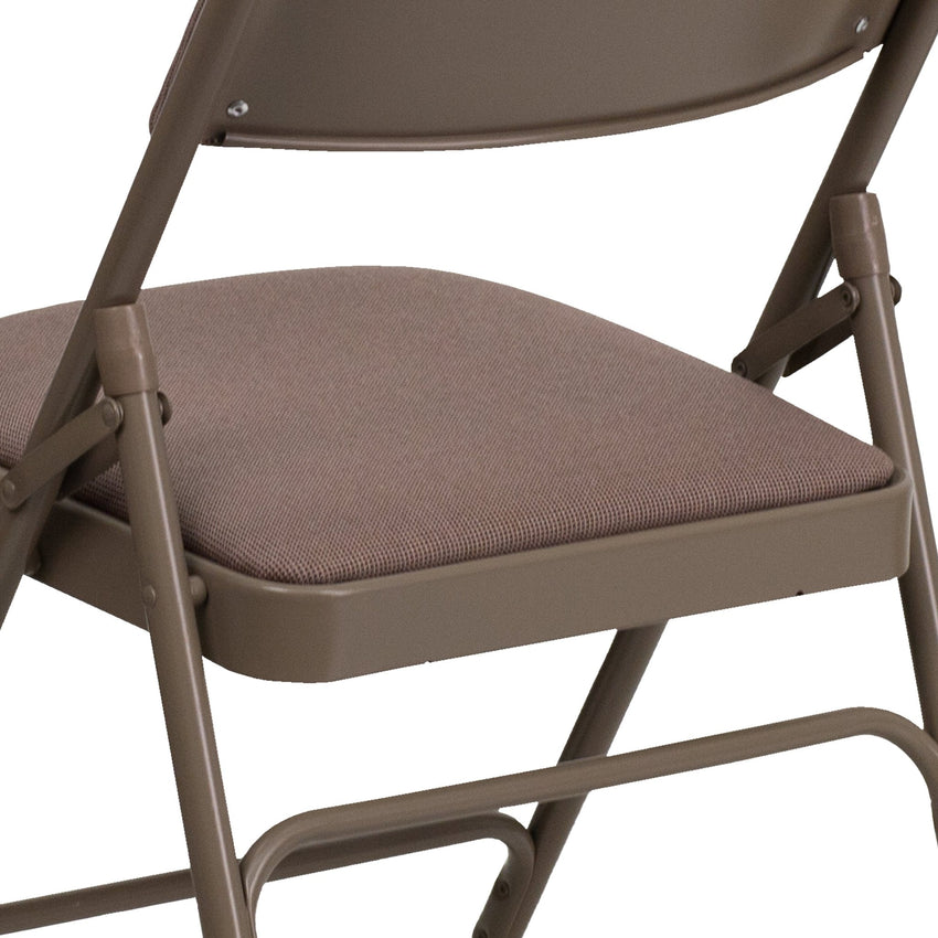 HERCULES Series Metal Folding Chair with Fabric Seat, Curved Triple Braced and Double Hinged by Flash Furniture - SchoolOutlet