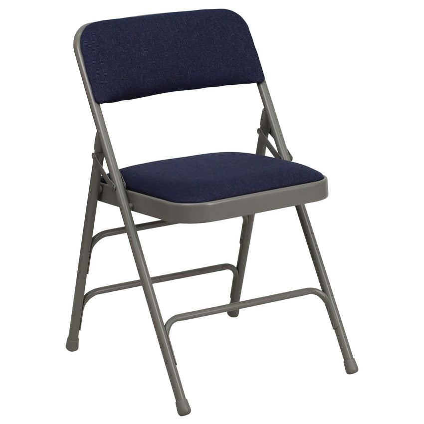 HERCULES Series Metal Folding Chair with Fabric Seat, Curved Triple Braced and Double Hinged by Flash Furniture - SchoolOutlet