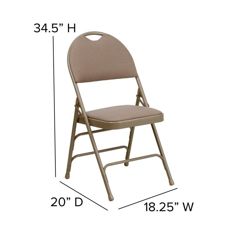 Flash Furniture HERCULES Series Extra Large Ultra-Premium Triple Braced, Fabric Seat, Metal Folding Chair with Easy-Carry Handle(FLA-HA-MC705AF-3-GG) - SchoolOutlet