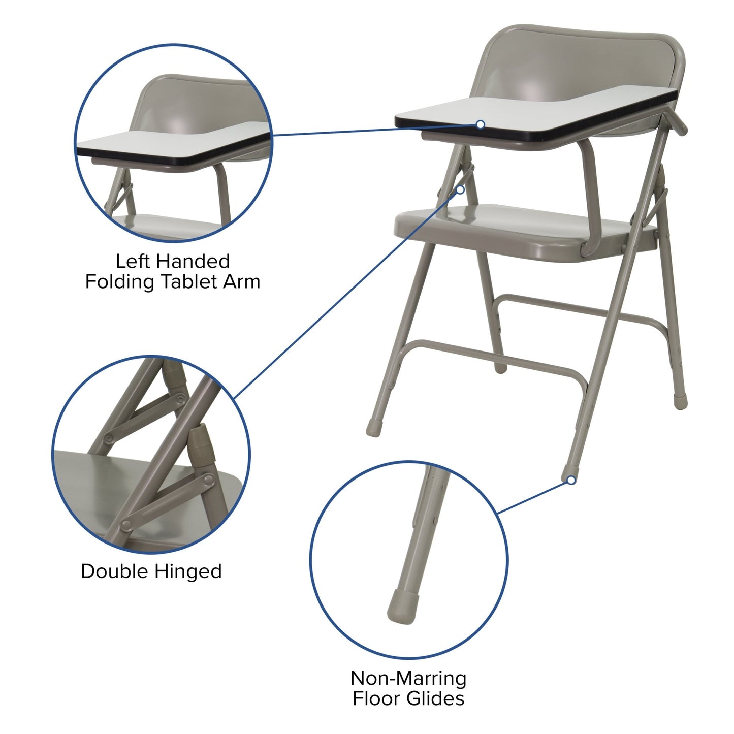 Ralph Premium Steel Folding Chair with Left Handed Tablet Arm by Flash Furniture - SchoolOutlet