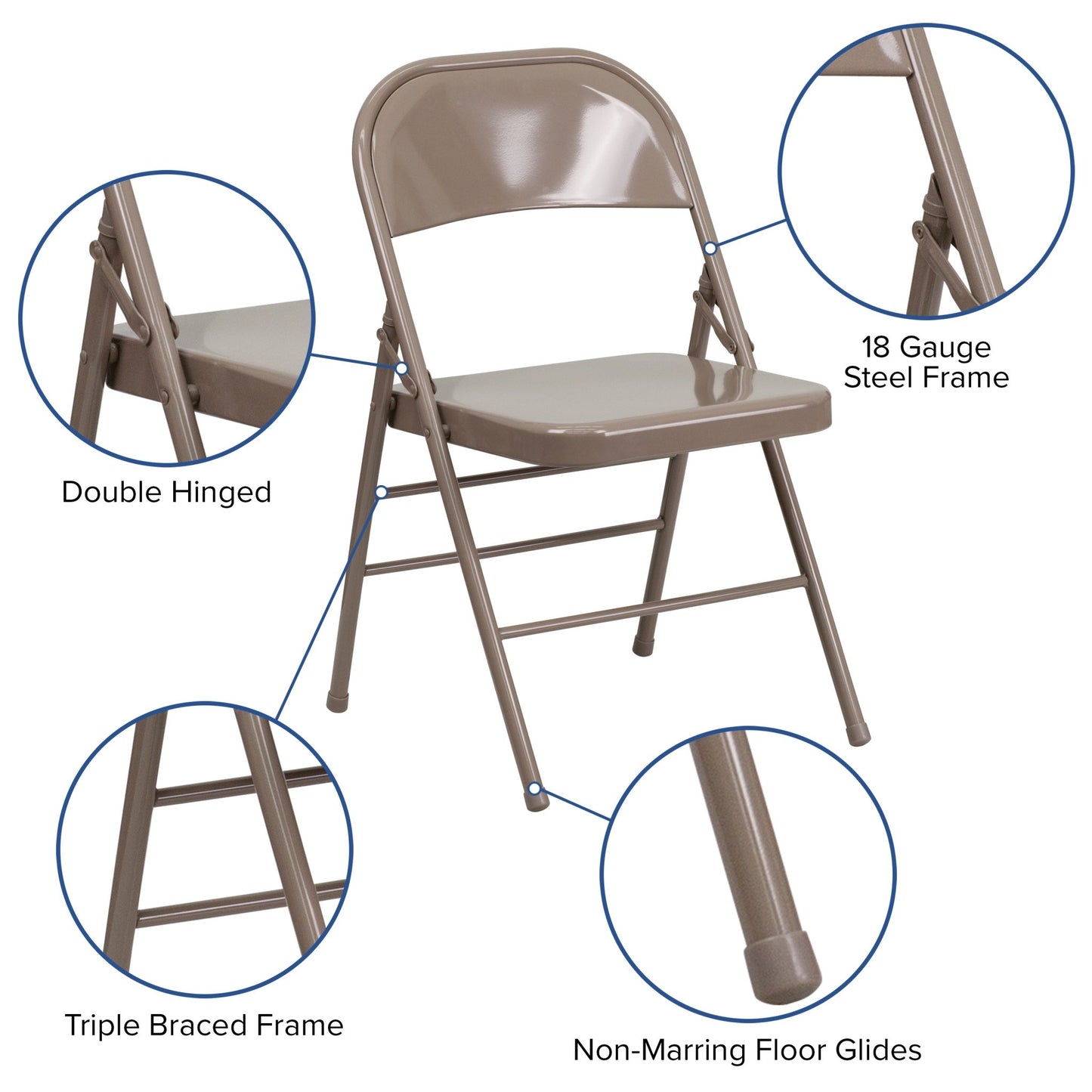 HERCULES Series Metal Folding Chair, Triple Braced & Double Hinged for School Events by Flash Furniture - SchoolOutlet