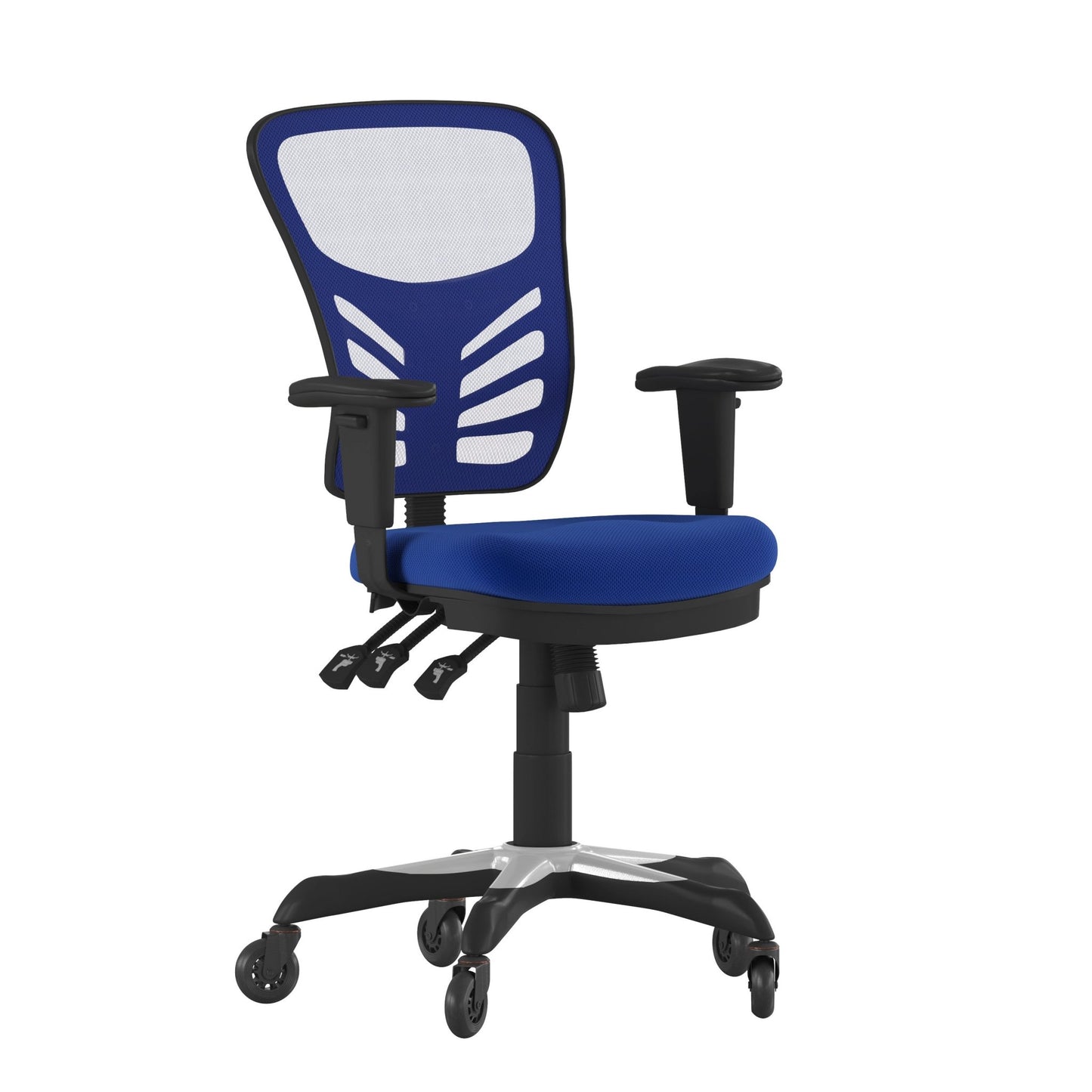 Nicholas Executive Swivel Ergonomic Office Chair with Adjustable Arms, Mid - Back Mesh Multifunction and Transparent Roller Wheels by Flash Furniture - SchoolOutlet