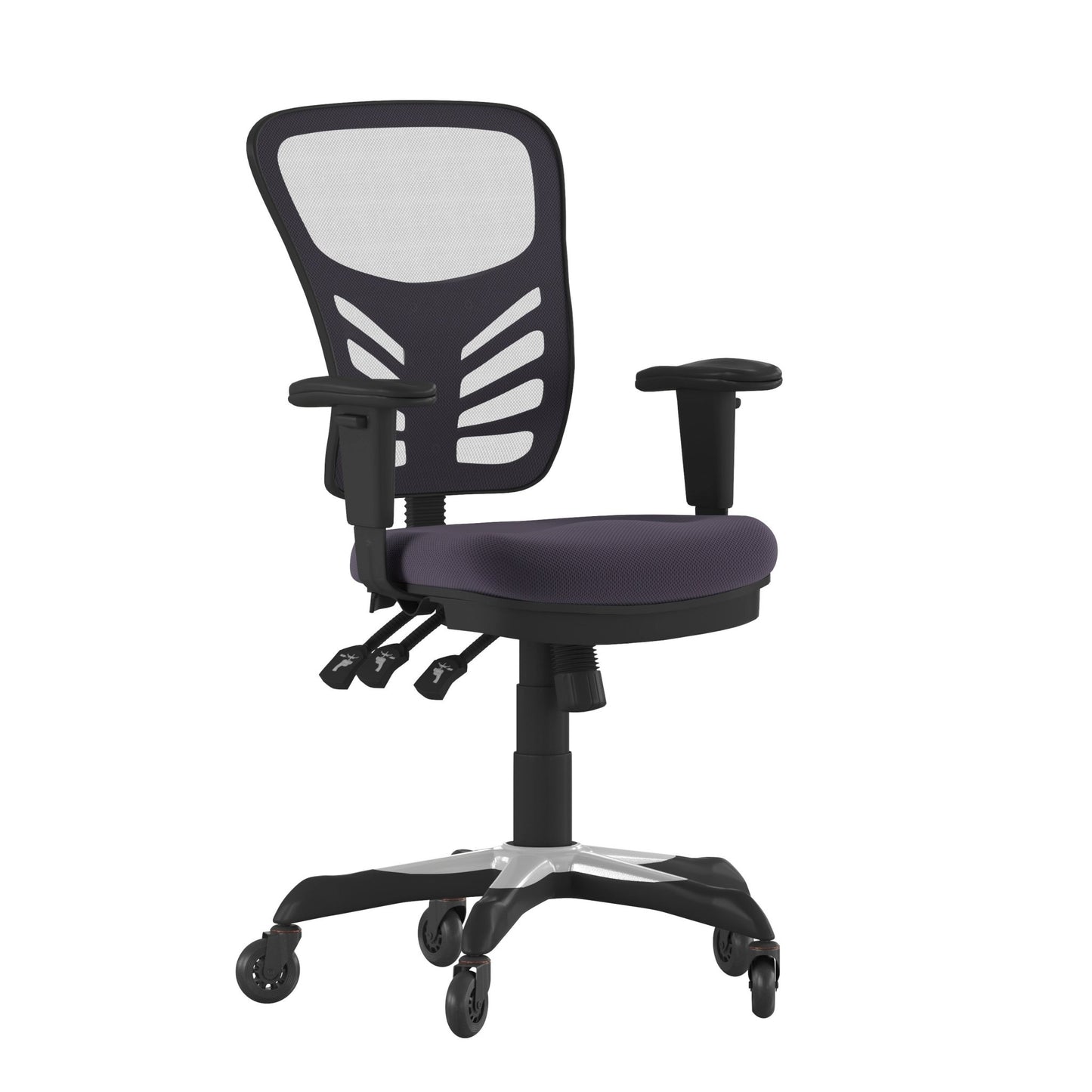 Nicholas Executive Swivel Ergonomic Office Chair with Adjustable Arms, Mid - Back Mesh Multifunction and Transparent Roller Wheels by Flash Furniture - SchoolOutlet
