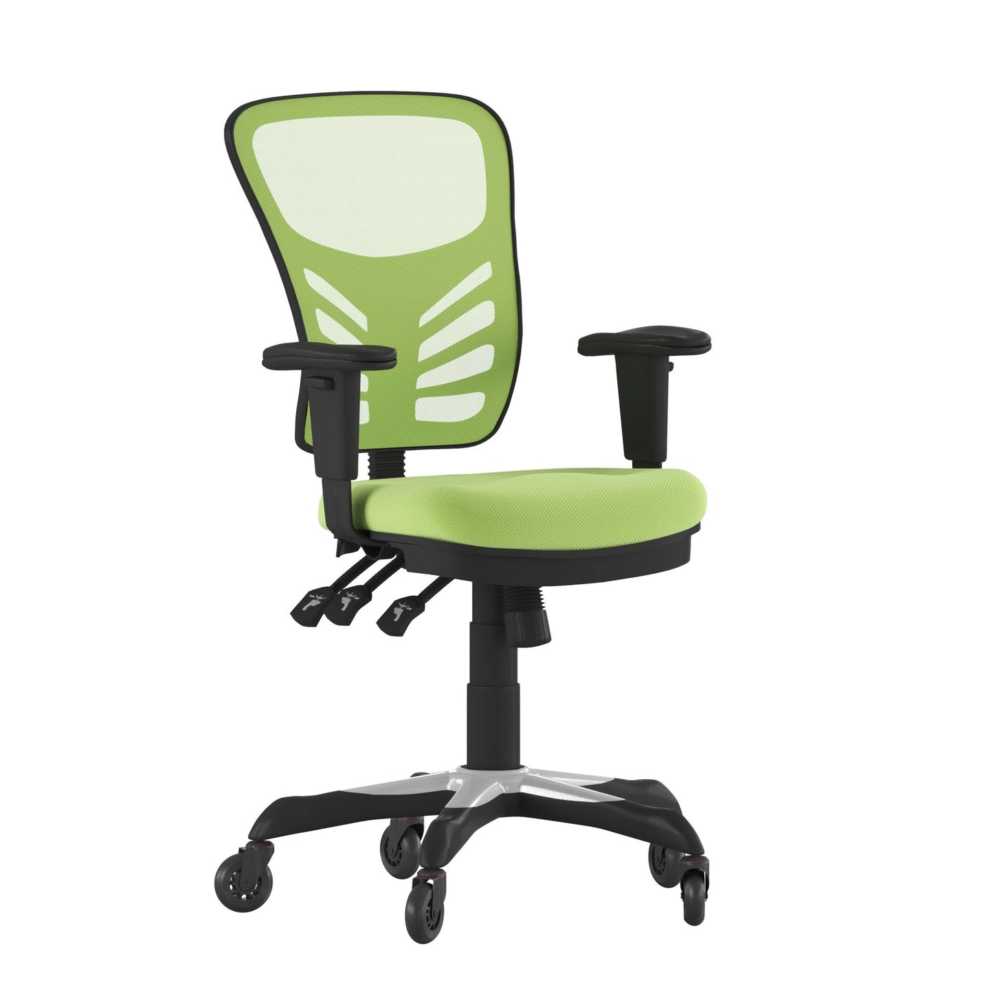 Nicholas Executive Swivel Ergonomic Office Chair with Adjustable Arms, Mid - Back Mesh Multifunction and Transparent Roller Wheels by Flash Furniture - SchoolOutlet