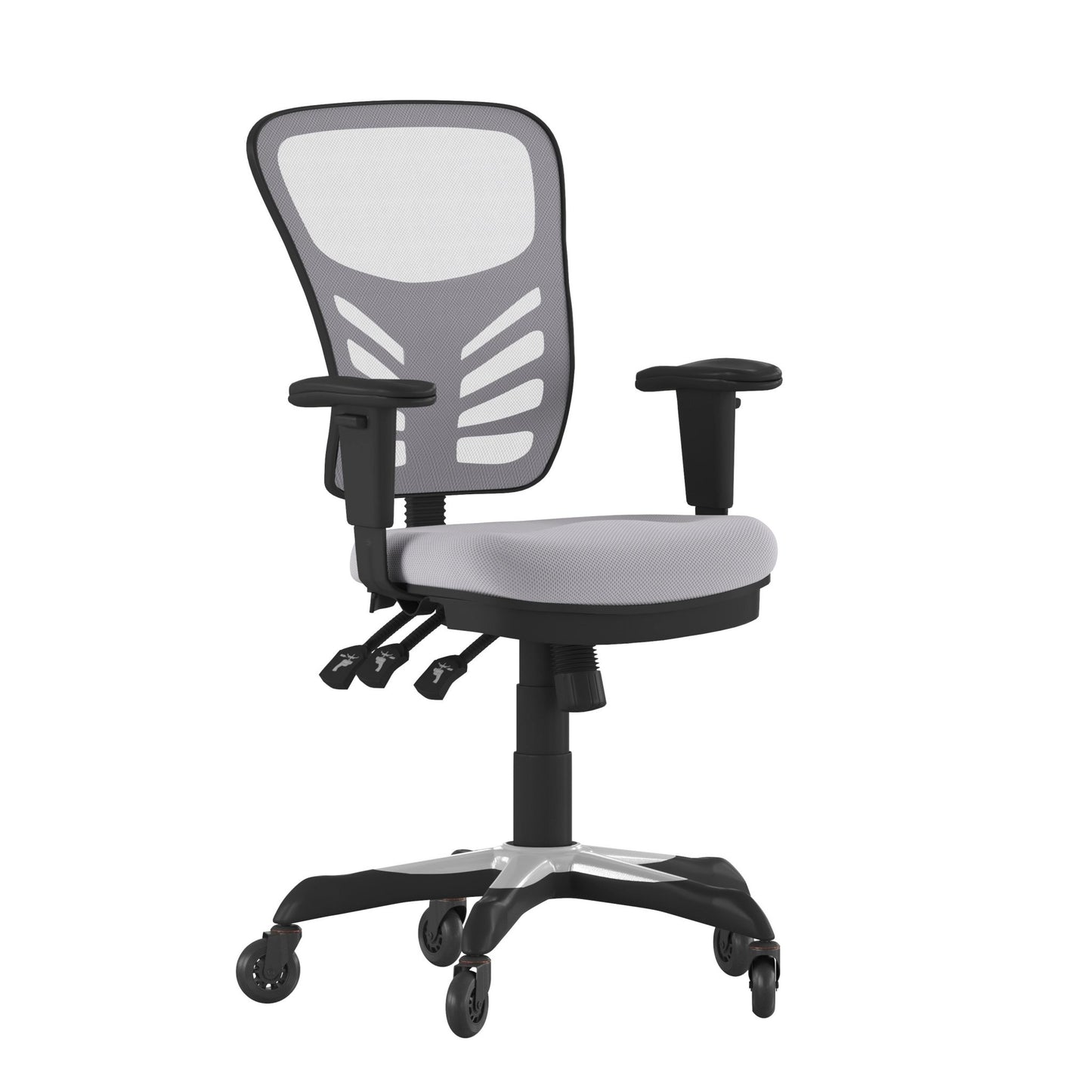 Nicholas Executive Swivel Ergonomic Office Chair with Adjustable Arms, Mid - Back Mesh Multifunction and Transparent Roller Wheels by Flash Furniture - SchoolOutlet