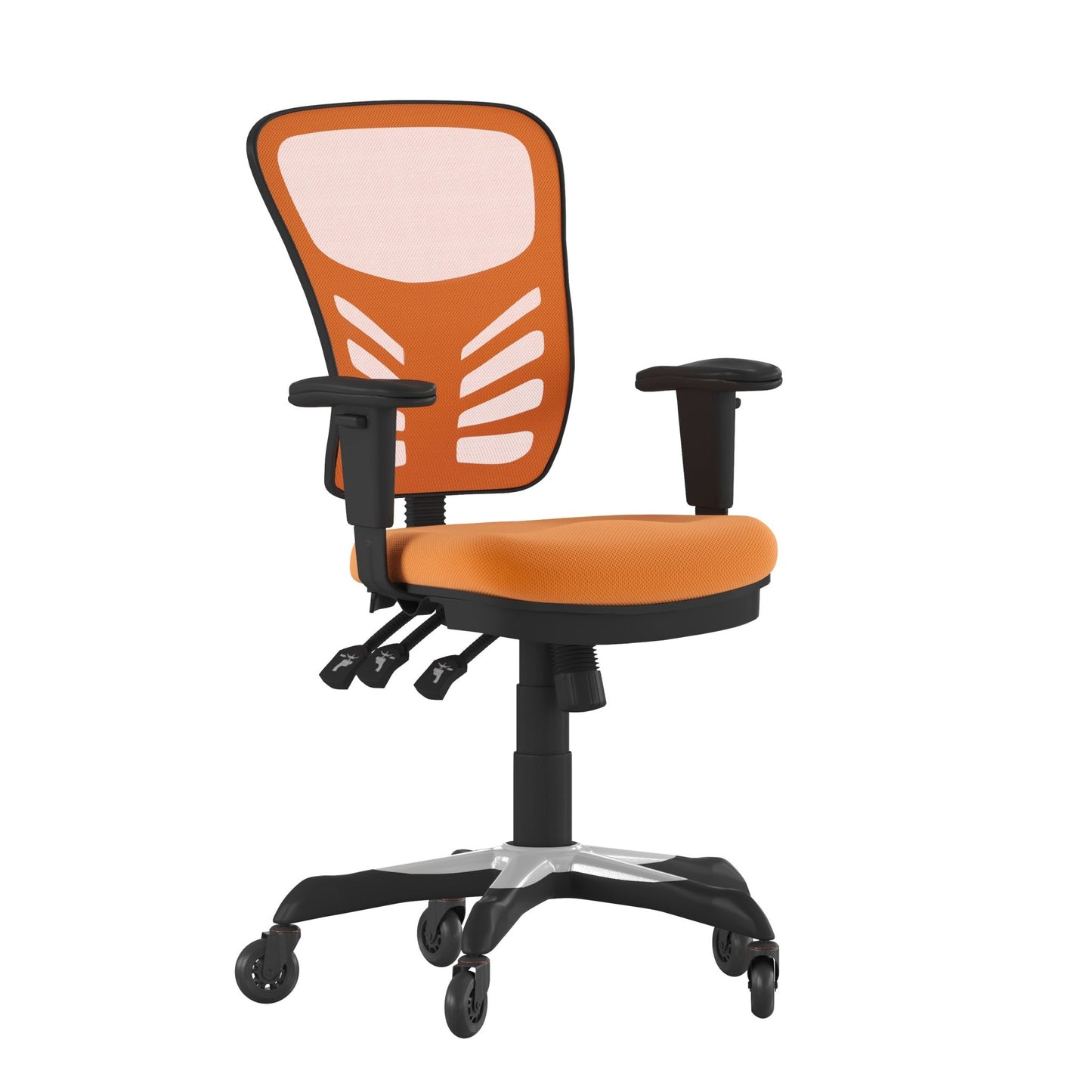 Nicholas Executive Swivel Ergonomic Office Chair with Adjustable Arms, Mid - Back Mesh Multifunction and Transparent Roller Wheels by Flash Furniture - SchoolOutlet