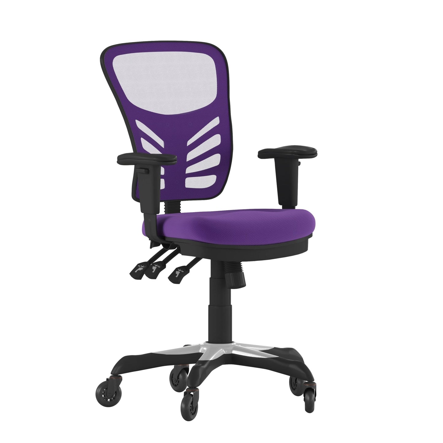 Nicholas Executive Swivel Ergonomic Office Chair with Adjustable Arms, Mid - Back Mesh Multifunction and Transparent Roller Wheels by Flash Furniture - SchoolOutlet
