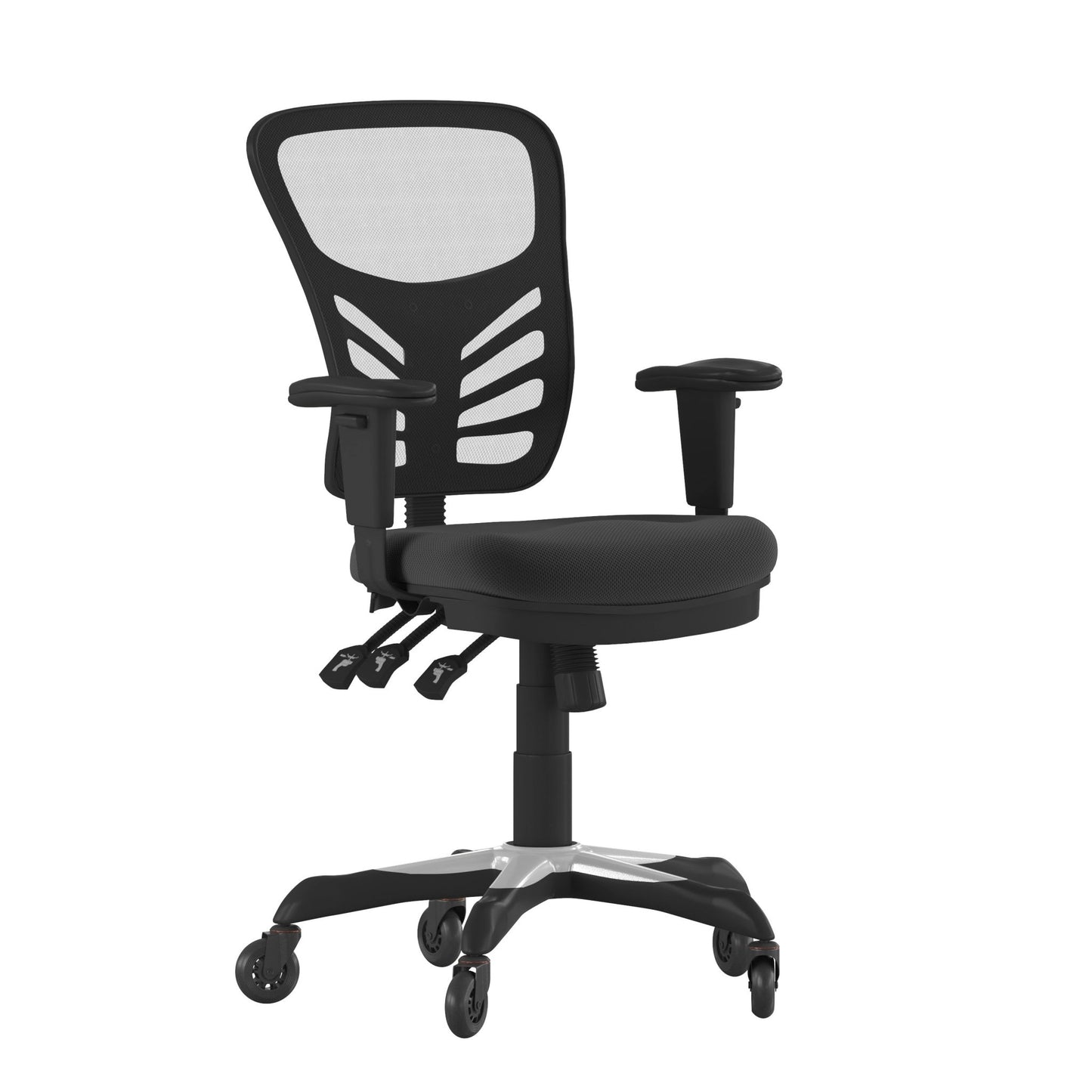 Nicholas Executive Swivel Ergonomic Office Chair with Adjustable Arms, Mid - Back Mesh Multifunction and Transparent Roller Wheels by Flash Furniture - SchoolOutlet