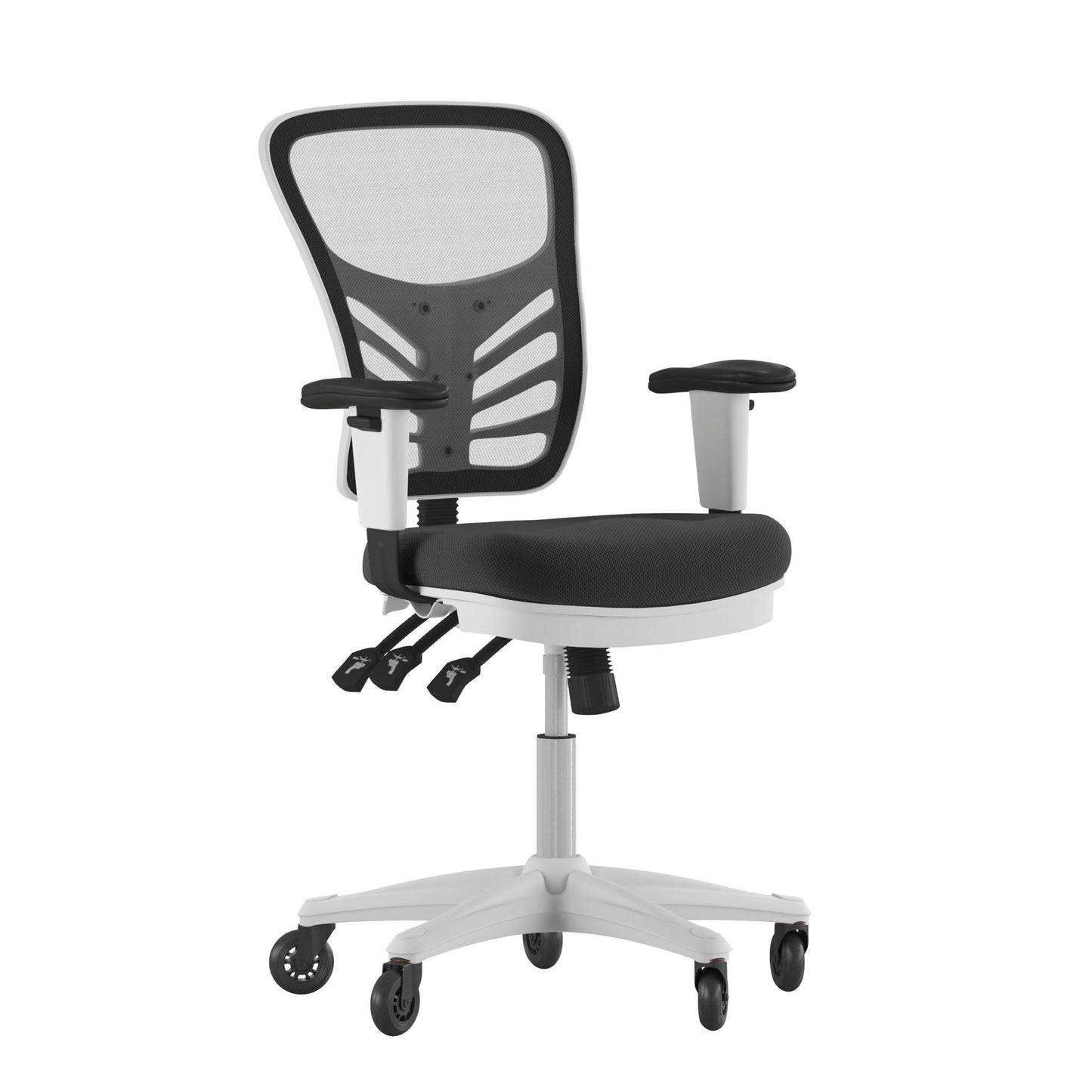 Nicholas Executive Swivel Ergonomic Office Chair with Adjustable Arms, Mid - Back Mesh Multifunction and Transparent Roller Wheels by Flash Furniture - SchoolOutlet