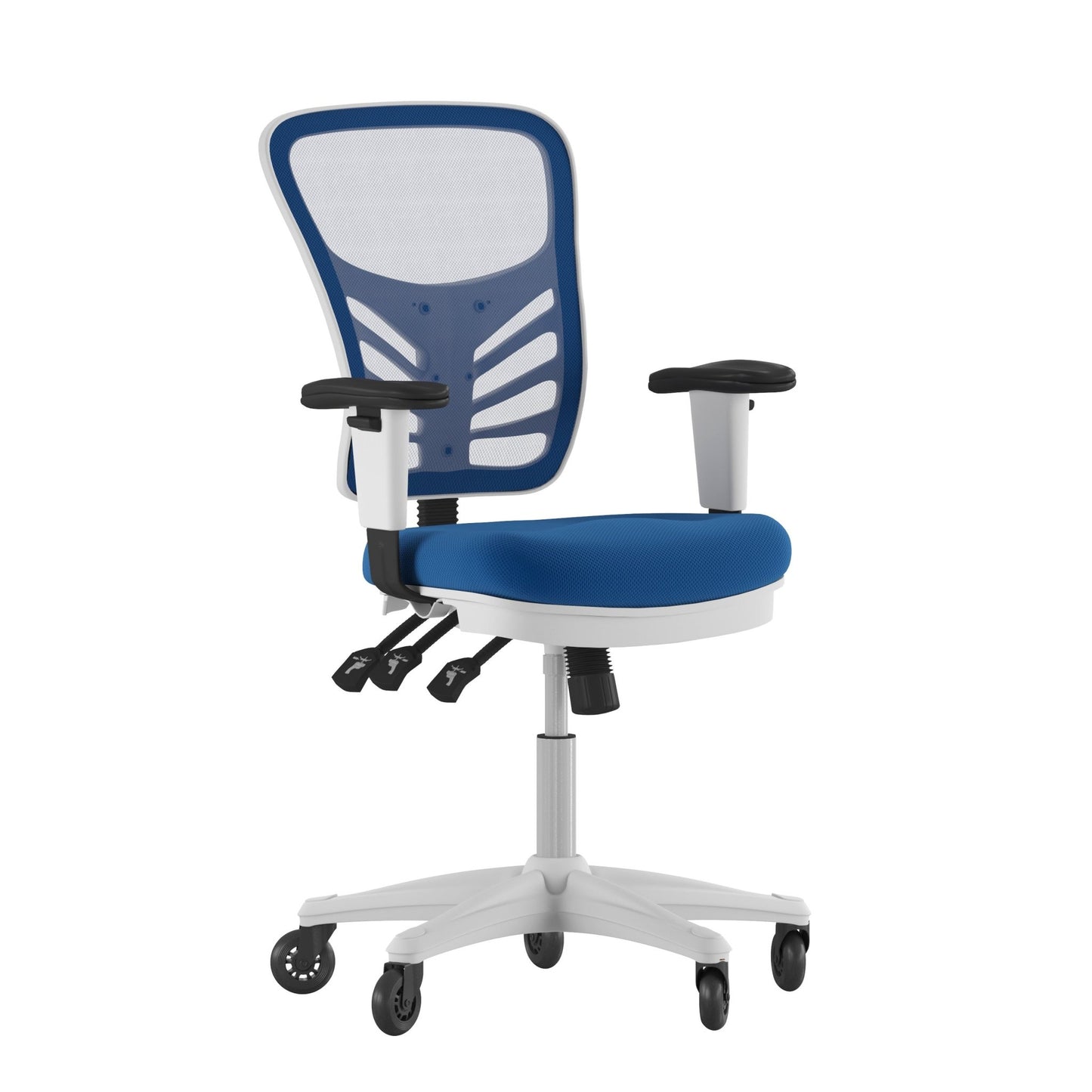 Nicholas Executive Swivel Ergonomic Office Chair with Adjustable Arms, Mid - Back Mesh Multifunction and Transparent Roller Wheels by Flash Furniture - SchoolOutlet