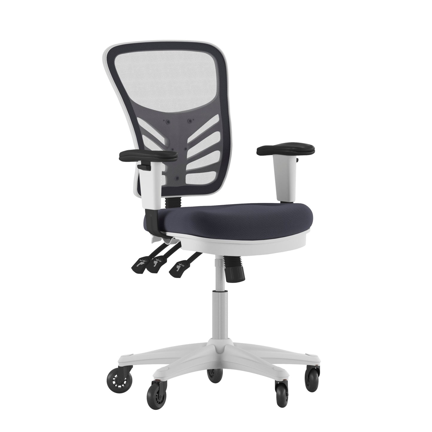 Nicholas Executive Swivel Ergonomic Office Chair with Adjustable Arms, Mid - Back Mesh Multifunction and Transparent Roller Wheels by Flash Furniture - SchoolOutlet