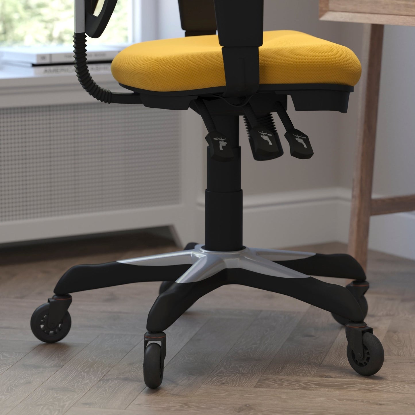 Nicholas Executive Swivel Ergonomic Office Chair with Adjustable Arms, Mid - Back Mesh Multifunction and Transparent Roller Wheels by Flash Furniture - SchoolOutlet