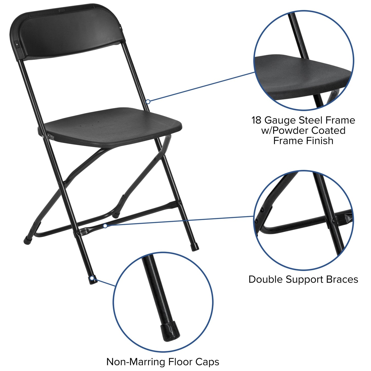 HERCULES Series Plastic Folding Chair, 650 lb. Capacity Comfortable Lightweigh Event Chair by Flash Furniture - SchoolOutlet