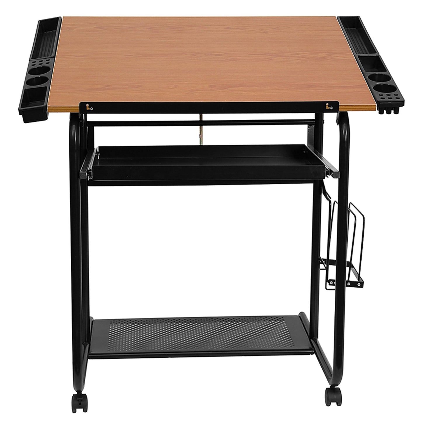 Swanson Adjustable Drawing and Drafting Table with Black Frame and Dual Wheel Casters by Flash Furniture - SchoolOutlet