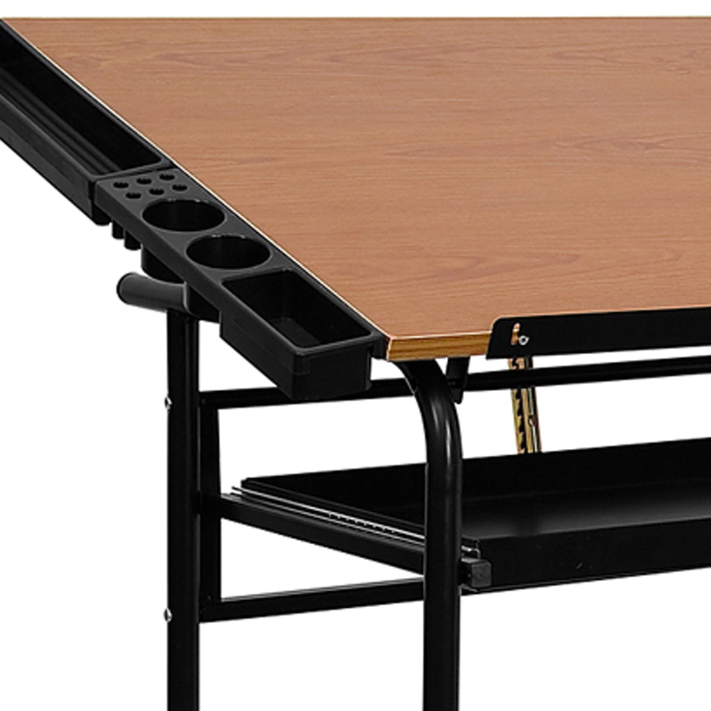 Swanson Adjustable Drawing and Drafting Table with Black Frame and Dual Wheel Casters by Flash Furniture - SchoolOutlet