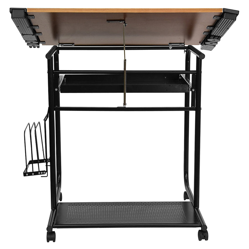 Swanson Adjustable Drawing and Drafting Table with Black Frame and Dual Wheel Casters by Flash Furniture - SchoolOutlet