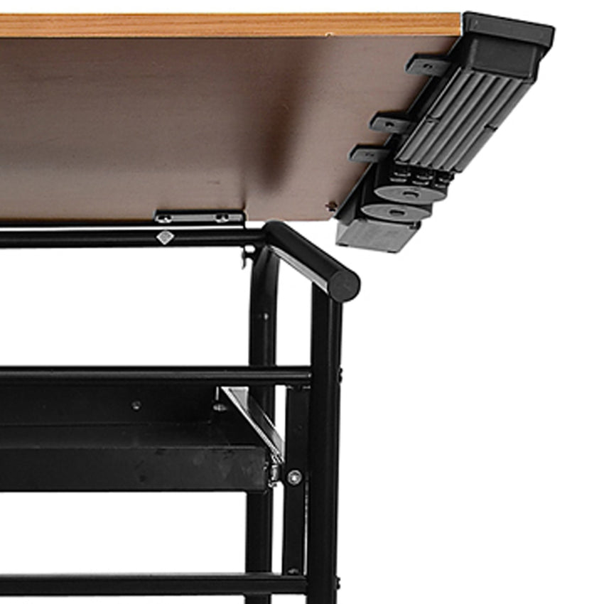 Swanson Adjustable Drawing and Drafting Table with Black Frame and Dual Wheel Casters by Flash Furniture - SchoolOutlet