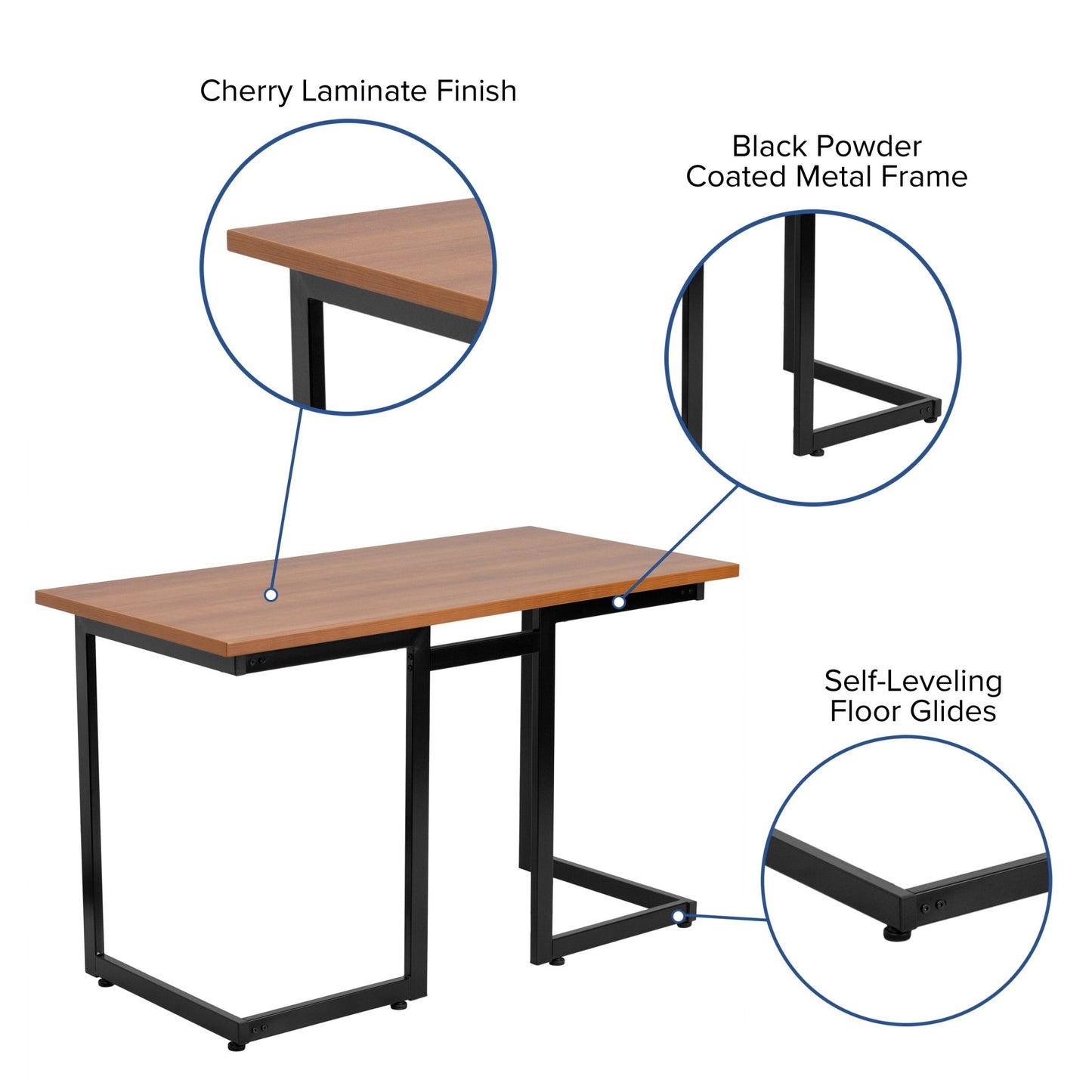 Computer Desk with Black Metal Frame - Cherry by Flash Furniture - SchoolOutlet