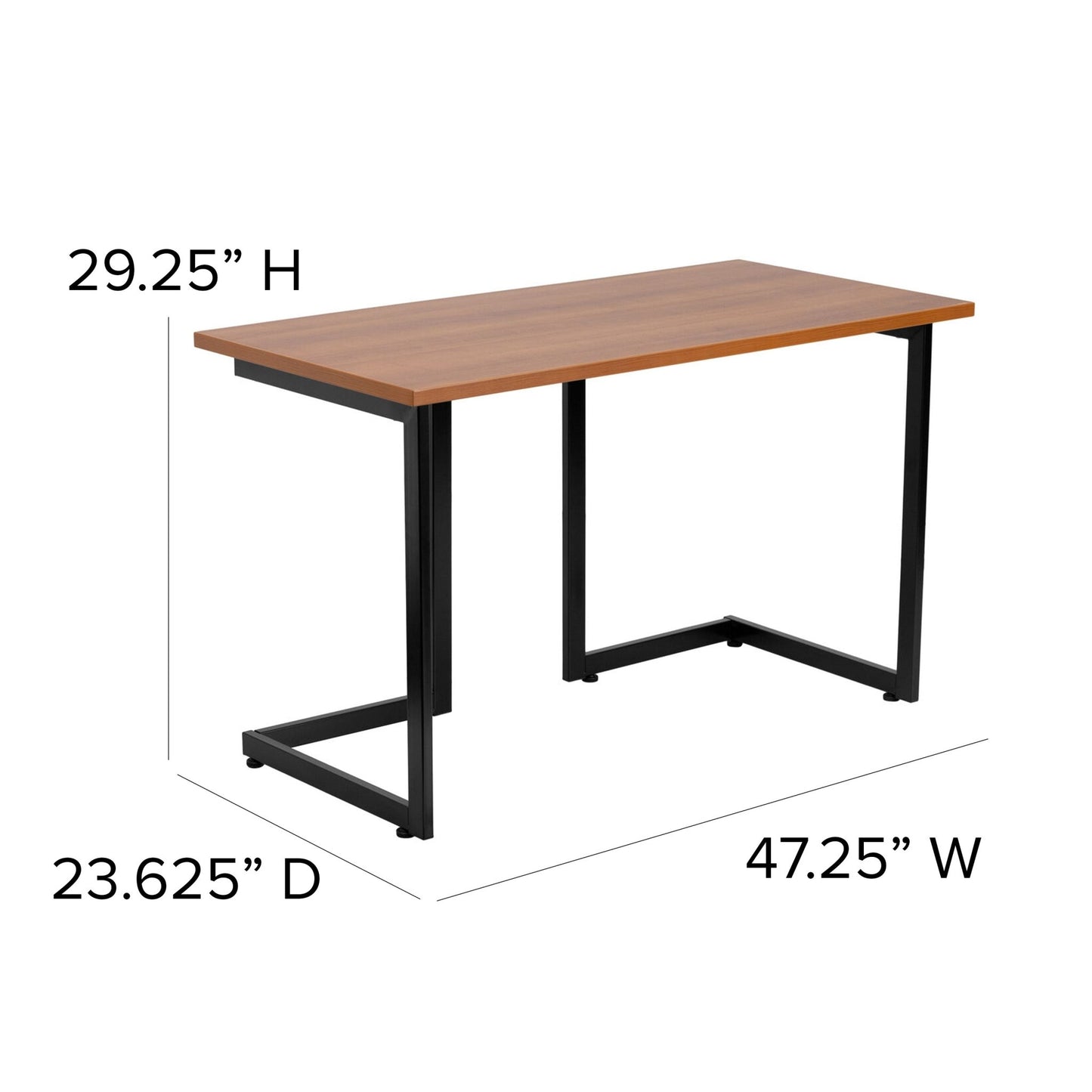 Computer Desk with Black Metal Frame - Cherry by Flash Furniture - SchoolOutlet
