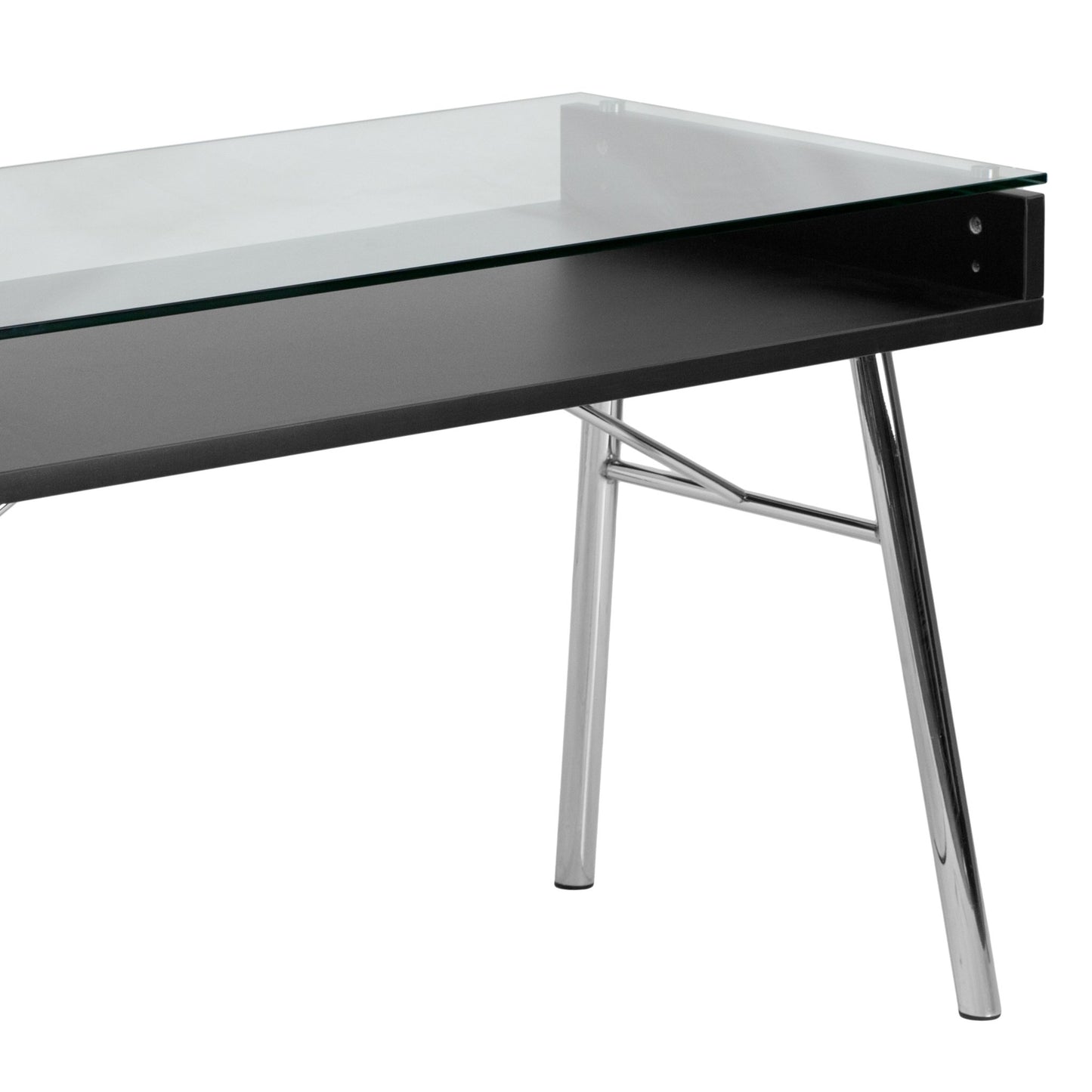 Brettford Desk with Tempered Glass Top by Flash Furniture - SchoolOutlet
