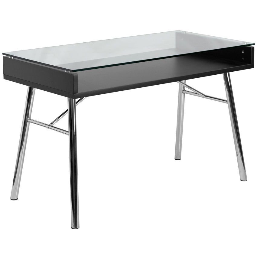 Brettford Desk with Tempered Glass Top by Flash Furniture - SchoolOutlet