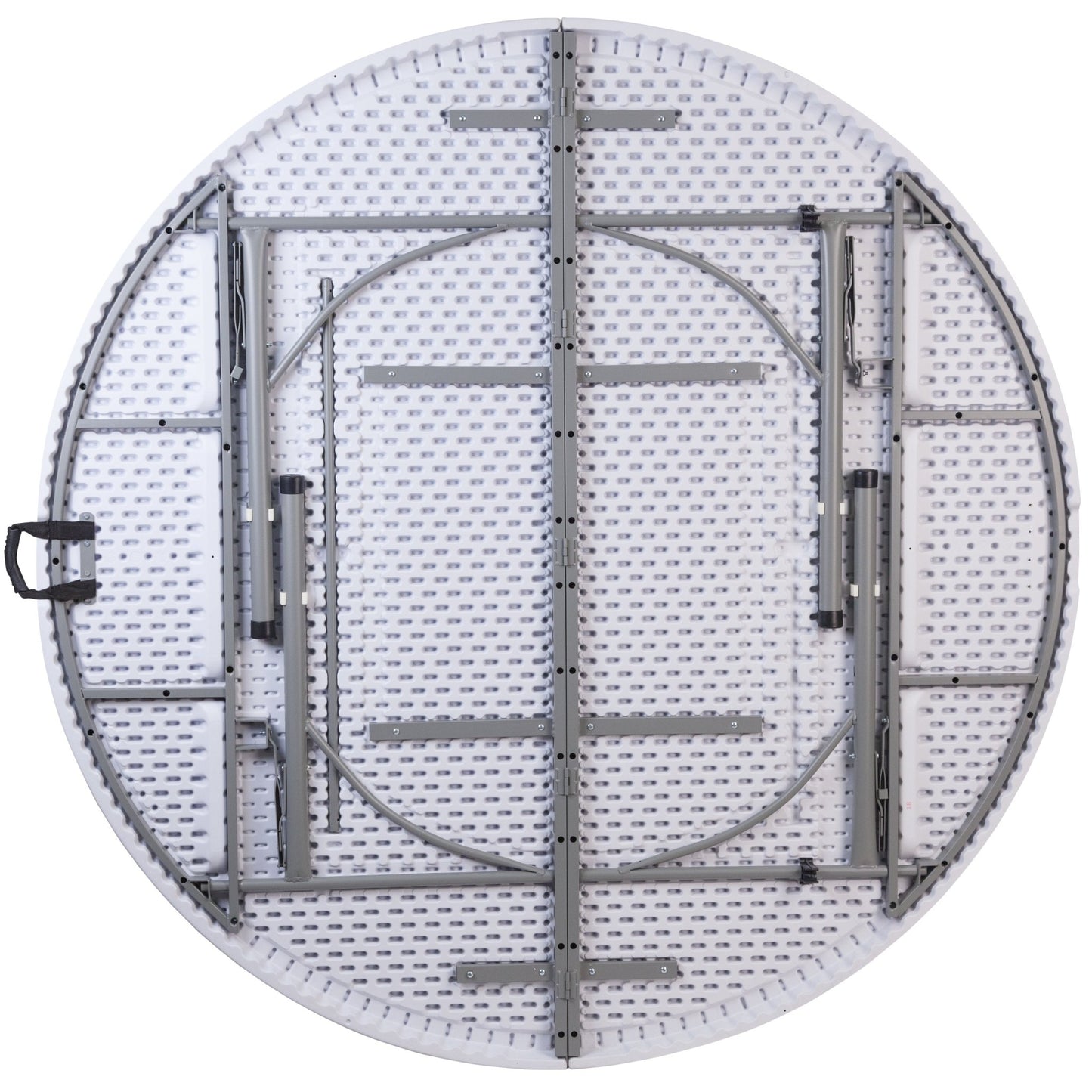 Kathryn 5.89 - Foot Round Bi - Fold Plastic Folding Table Plastic for Banquet and Event with Carrying Handle - Granite White by Flash Furniture - SchoolOutlet