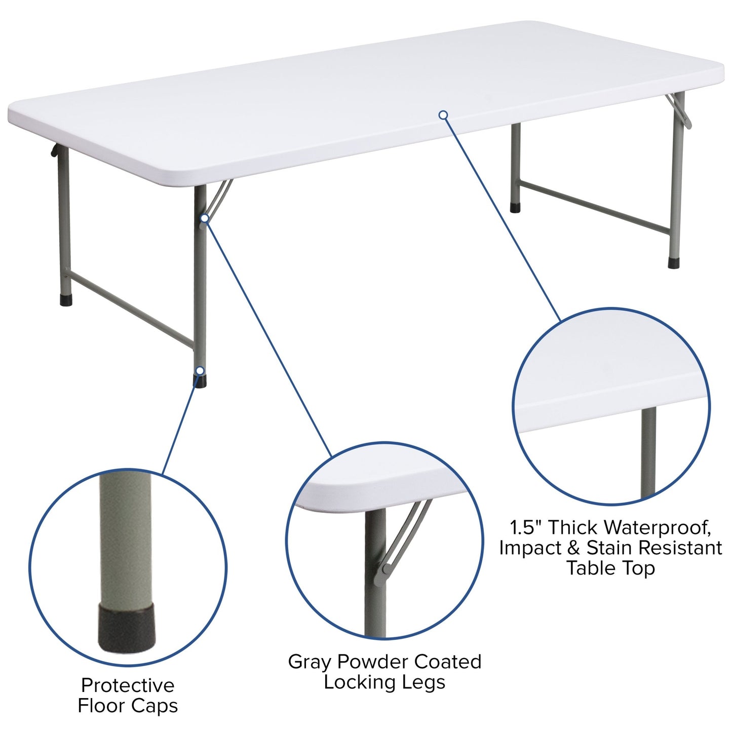 Paige 4.93 - Foot Kid's Granite White Plastic Folding Table by Flash Furniture - SchoolOutlet