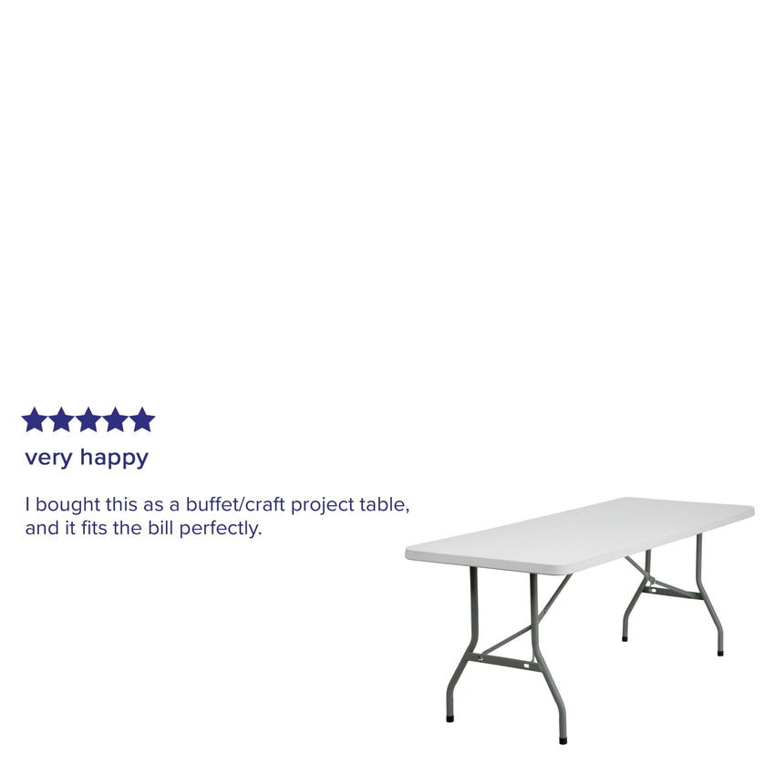 Kathryn 6 - Foot Rectangular Plastic Folding Table - Granite White by Flash Furniture - SchoolOutlet