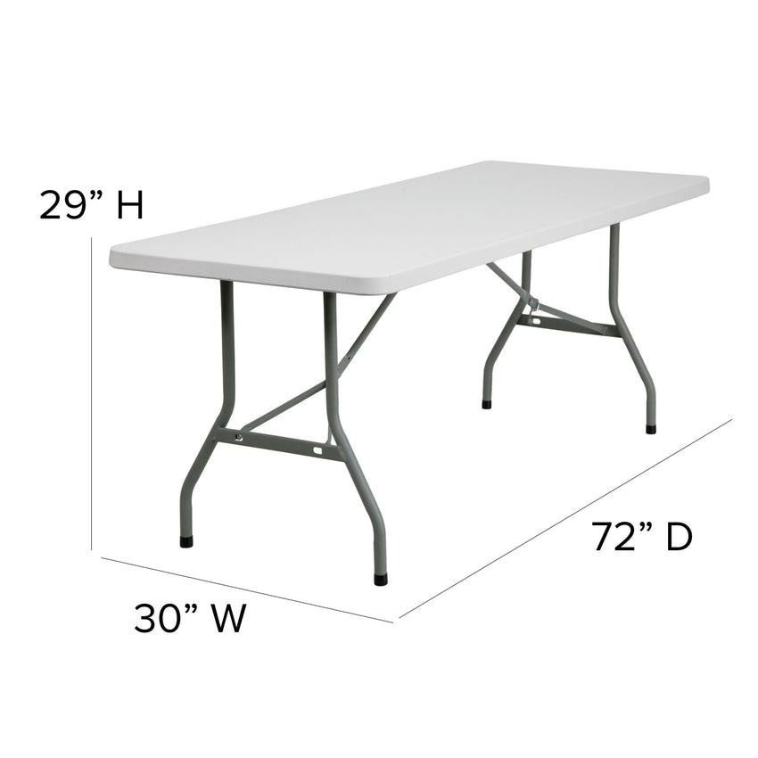 Kathryn 6 - Foot Rectangular Plastic Folding Table - Granite White by Flash Furniture - SchoolOutlet