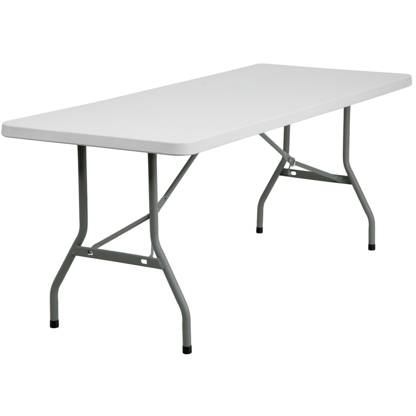 Kathryn 6 - Foot Rectangular Plastic Folding Table - Granite White by Flash Furniture - SchoolOutlet