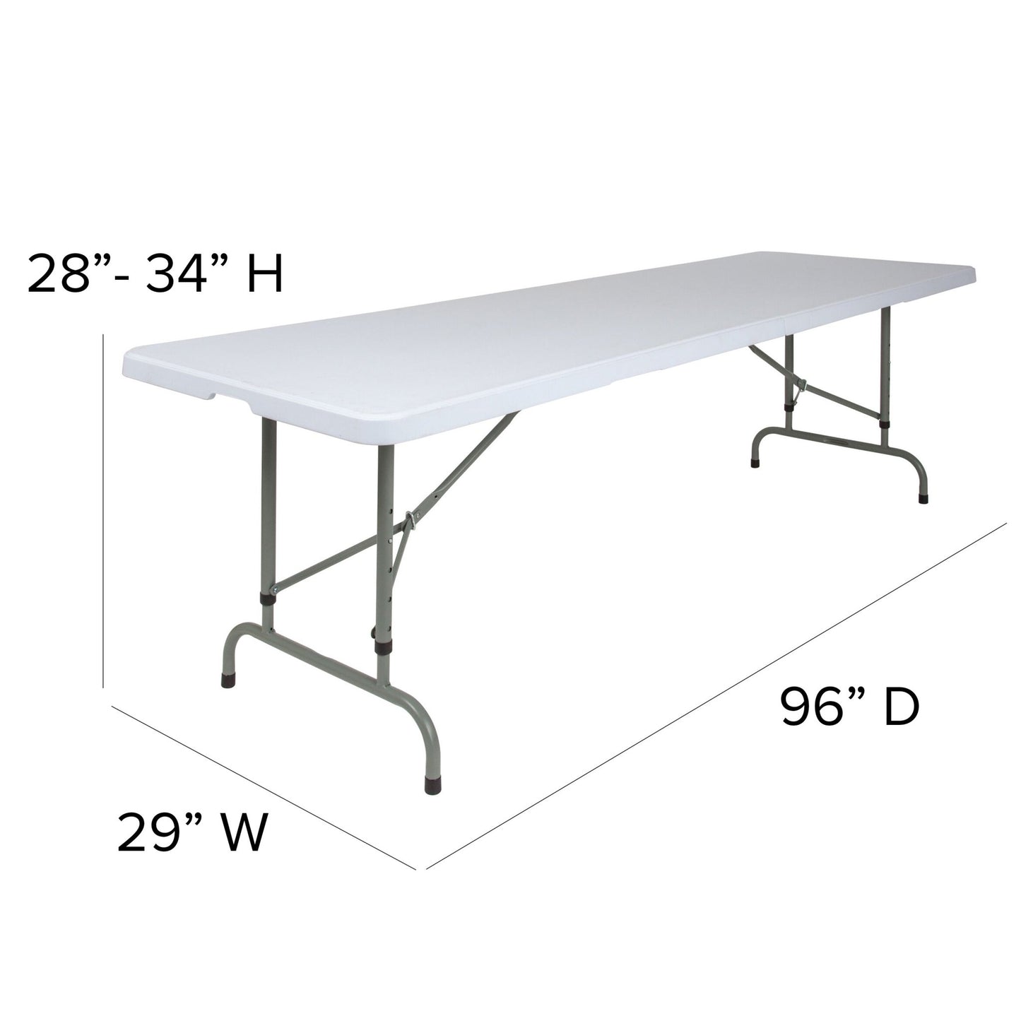 Kathryn 8 - Foot Rectangular Plastic Folding Table wiht Adjustable Height - Granite White by Flash Furniture - SchoolOutlet