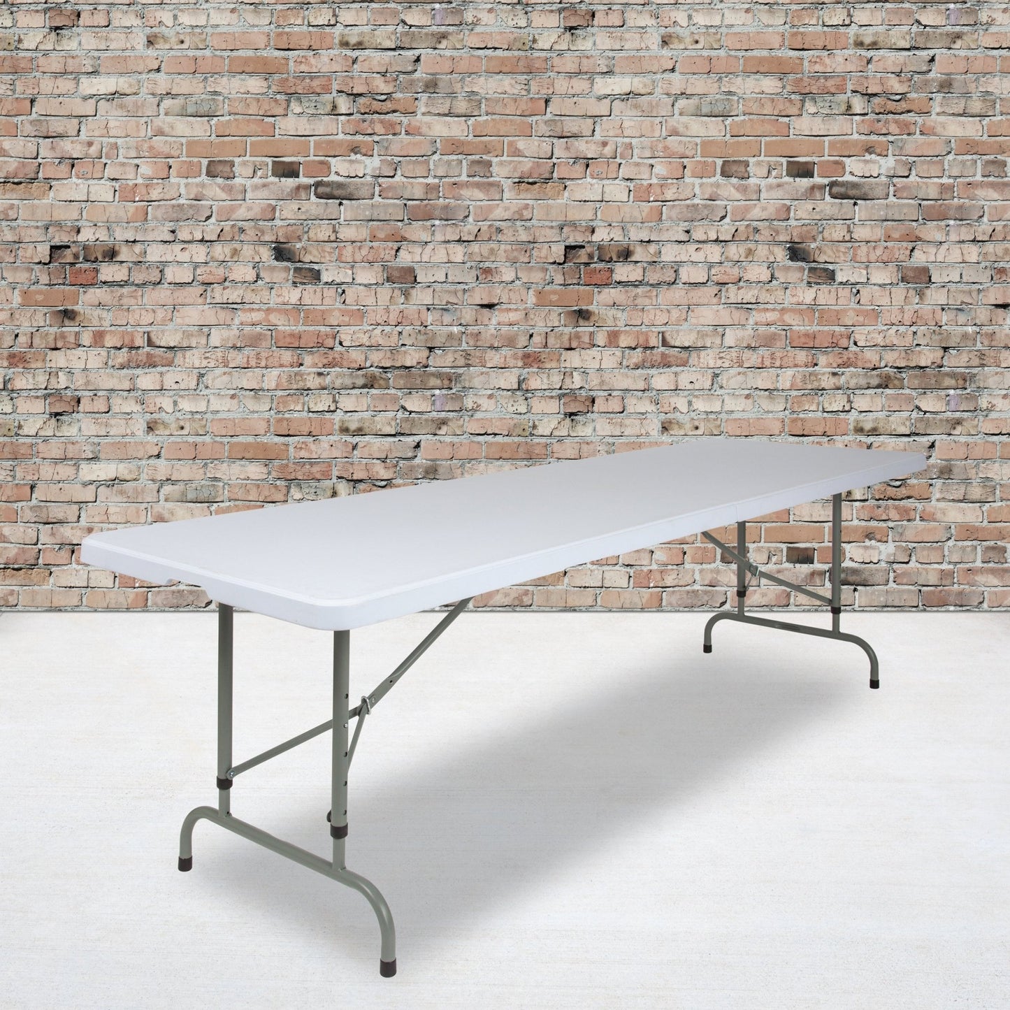 Kathryn 8 - Foot Rectangular Plastic Folding Table wiht Adjustable Height - Granite White by Flash Furniture - SchoolOutlet