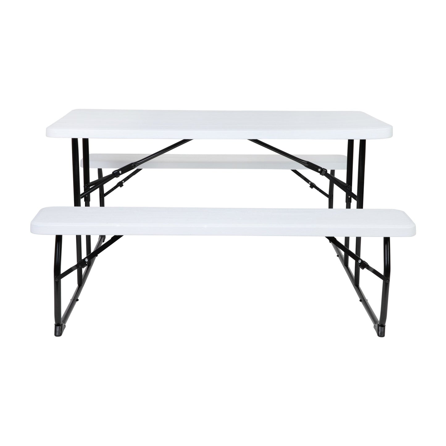 Insta - Fold 4.5 - Foot Wood Grain Folding Picnic Table and Benches by Flash Furniture - SchoolOutlet