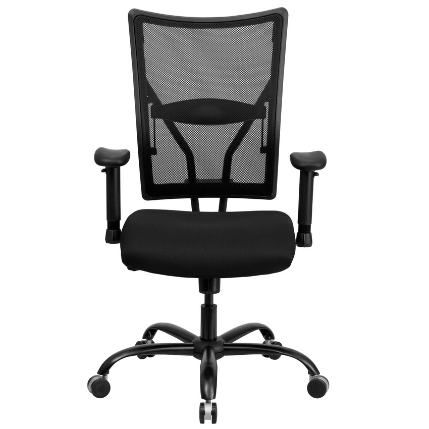 HERCULES Series Big & Tall Executive Swivel Ergonomic Office Chair with Adjustable Arms, Black Mesh - 400 lb. Rated by Flash Furniture - SchoolOutlet