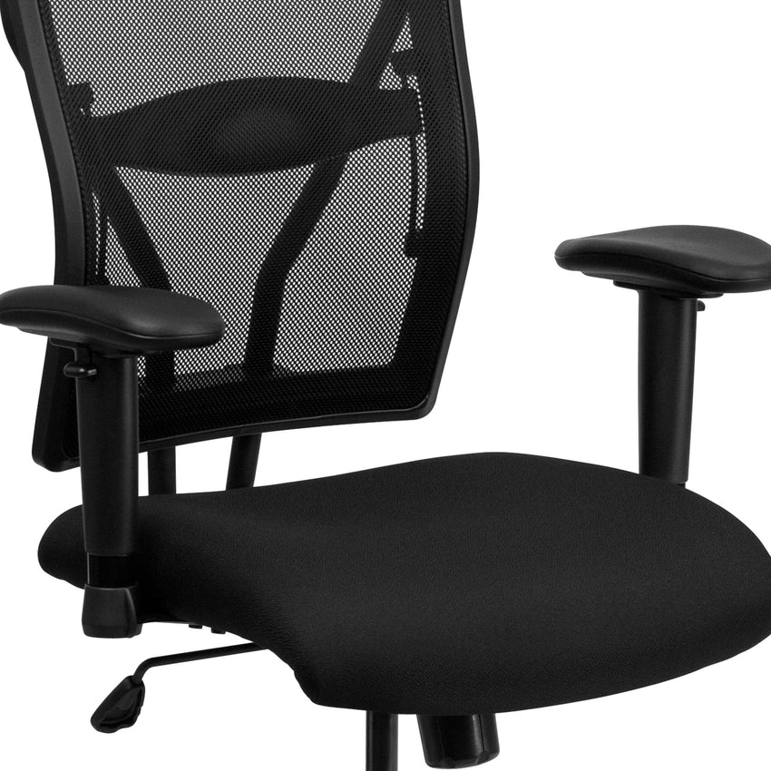 HERCULES Series Big & Tall Executive Swivel Ergonomic Office Chair with Adjustable Arms, Black Mesh - 400 lb. Rated by Flash Furniture - SchoolOutlet