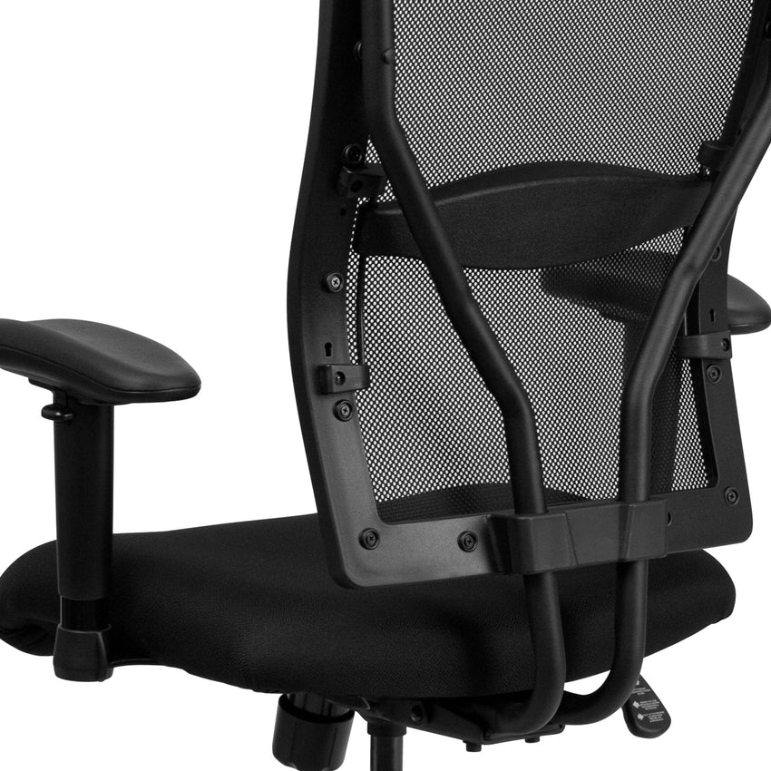 HERCULES Series Big & Tall Executive Swivel Ergonomic Office Chair with Adjustable Arms, Black Mesh - 400 lb. Rated by Flash Furniture - SchoolOutlet
