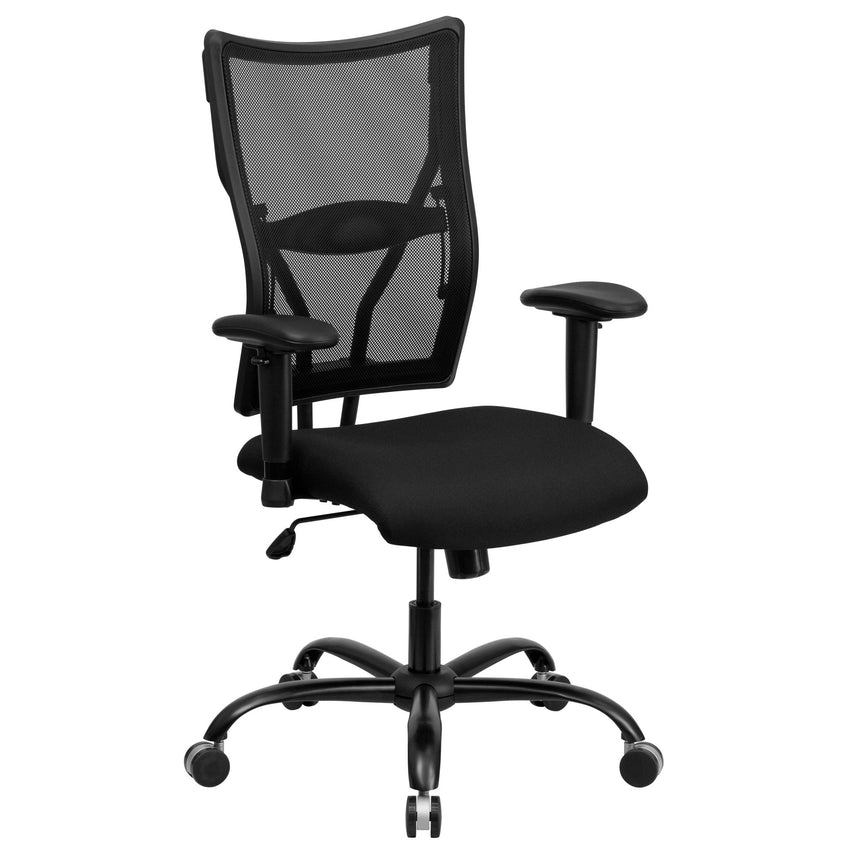 HERCULES Series Big & Tall Executive Swivel Ergonomic Office Chair with Adjustable Arms, Black Mesh - 400 lb. Rated by Flash Furniture - SchoolOutlet