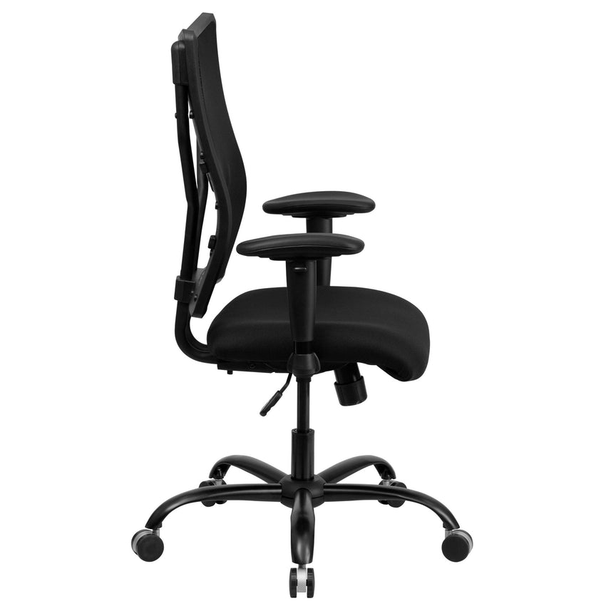 HERCULES Series Big & Tall Executive Swivel Ergonomic Office Chair with Adjustable Arms, Black Mesh - 400 lb. Rated by Flash Furniture - SchoolOutlet