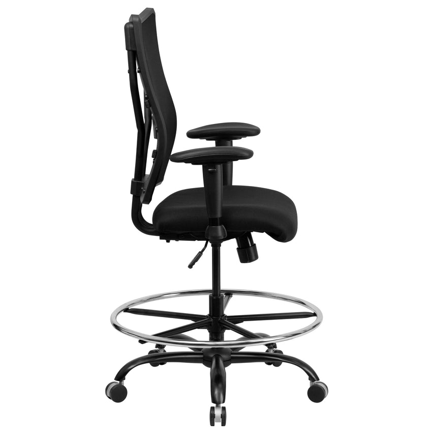 HERCULES Series Big & Tall Black Mesh Ergonomic Drafting Chair with Adjustable Arms - 400 lb. Rated by Flash Furniture - SchoolOutlet