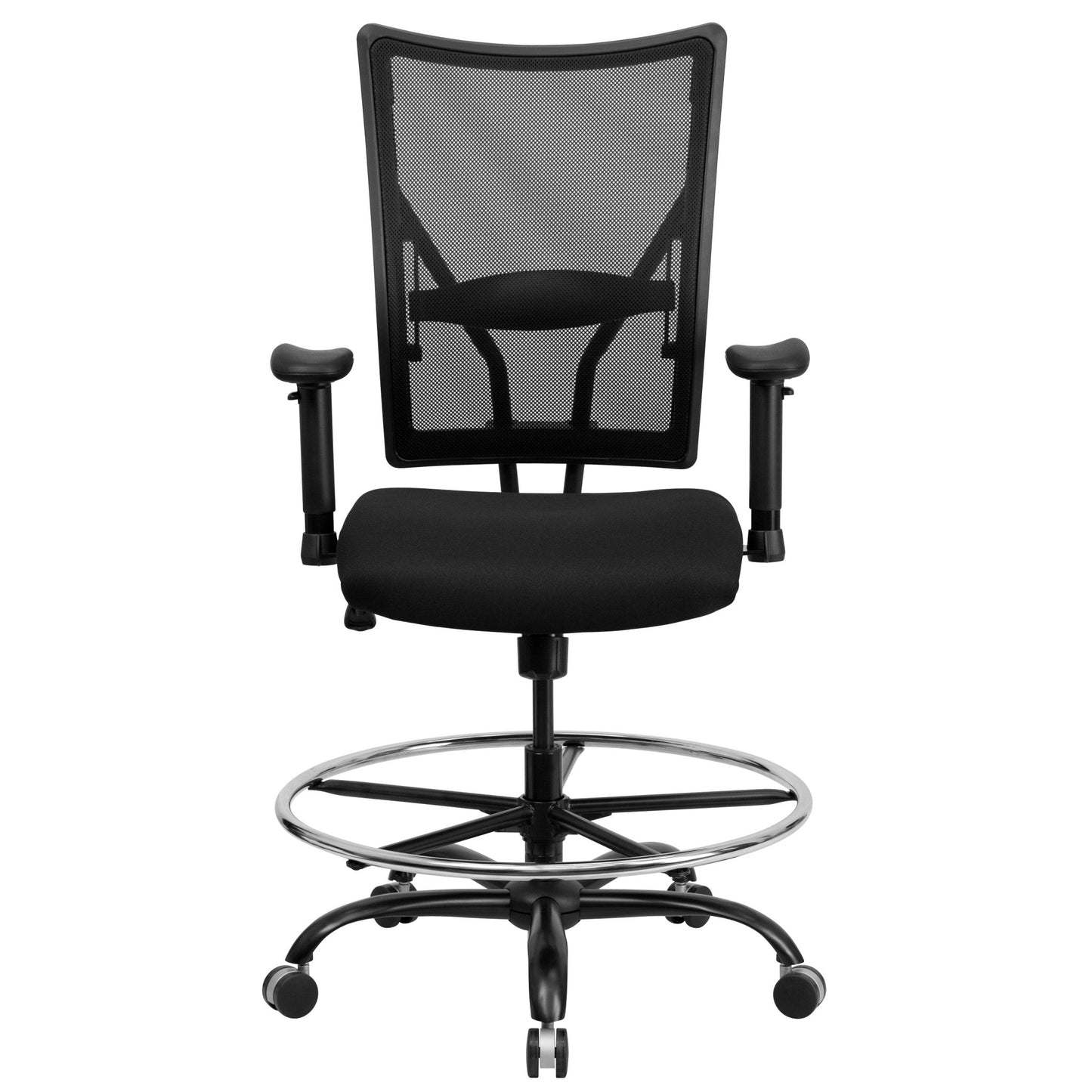 HERCULES Series Big & Tall Black Mesh Ergonomic Drafting Chair with Adjustable Arms - 400 lb. Rated by Flash Furniture - SchoolOutlet