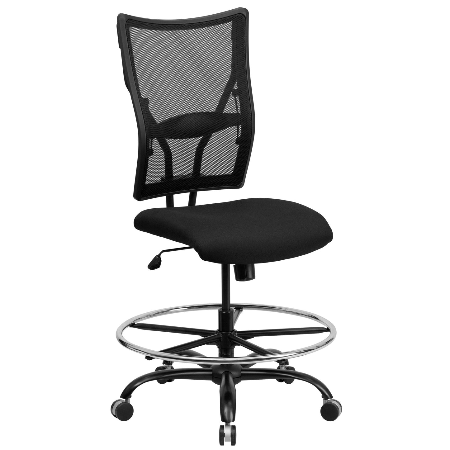 HERCULES Series Big & Tall Black Mesh Ergonomic Drafting Chair - 400 lb. Rated by Flash Furniture - SchoolOutlet