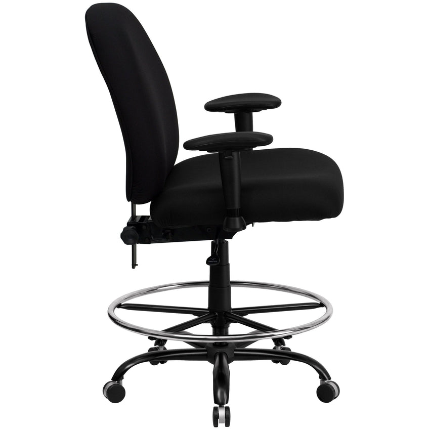 HERCULES Series Big & Tall Black Fabric Ergonomic Drafting Chair with Adjustable Back Height and Arms - 400 lb. Rated by Flash Furniture - SchoolOutlet