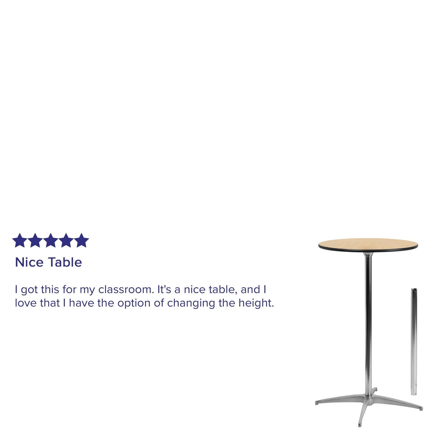 Lars 24'' Round Wood Cocktail Table with Adjustable Height from 30" - 42"H by Flash Furniture - SchoolOutlet